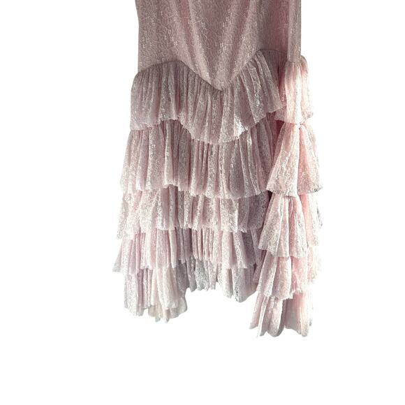 JessaKae Pink Elegant Dainty Delicate Coquette Giupure Lace Mia Midi Dress - Picture 5 of 13